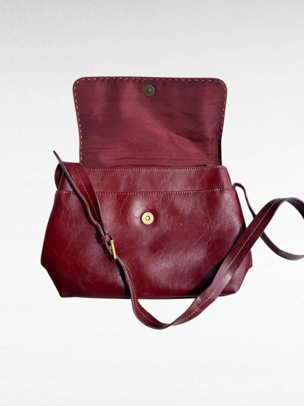Relic by Fossil Burgundy Leather Crossbody Bag Boho Y2K Vintage Style - Picture 5 of 7